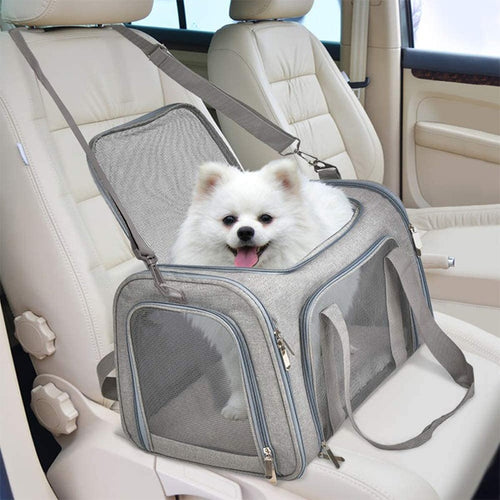 Cat sling bag for safe pet travel, featuring a breathable mesh design and adjustable strap.
